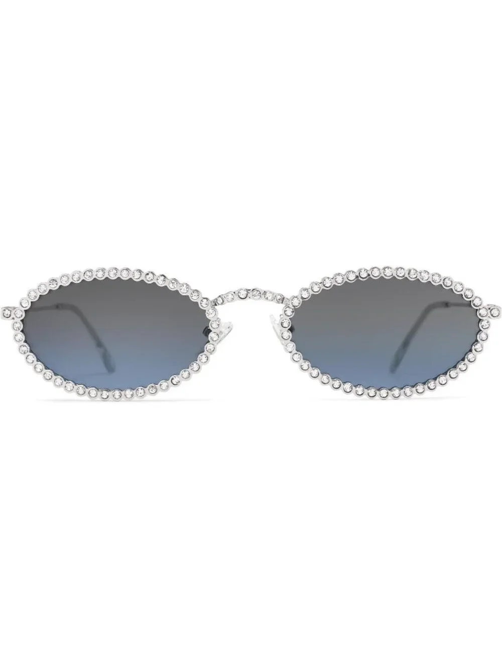 SOJOS Women Retro Oval Rhinestone Sunglasses 90s Style Bling Hippie Disco Blue